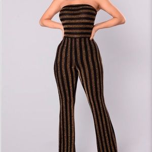 Fashion Nova Gold/Black Jumpsuit